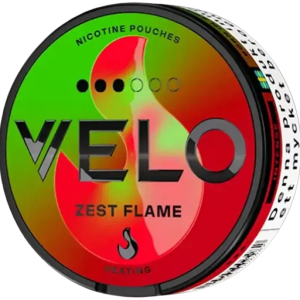 "Velo Zest Flame 14mg citrus nicotine pouch – strong and tobacco-free"